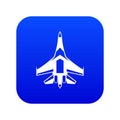 Jet fighter plane icon digital blue Royalty Free Stock Photo