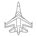 Jet fighter plane icon, outline style Royalty Free Stock Photo