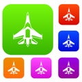 Jet fighter plane set collection Royalty Free Stock Photo