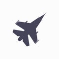 Jet fighter silhouette. Flat vector illustration isolated on white