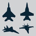 Jet Fighter Silhouettes Vector Graphic Set Royalty Free Stock Photo