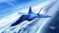 Jet fighter soaring in the sky with acceleration