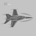 Jet fighter vector illustration. Military aircraft. Carrier-based aircraft. Modern supersonic fighter Royalty Free Stock Photo