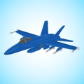 Jet fighter vector illustration. Military aircraft. Carrier-based aircraft. Modern supersonic fighter Royalty Free Stock Photo