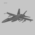 Jet fighter vector illustration. Military aircraft. Carrier-based aircraft. Modern supersonic fighter Royalty Free Stock Photo