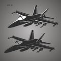 Jet fighter vector illustration. Military aircraft. Carrier-based aircraft. Royalty Free Stock Photo