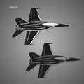 Jet fighter vector illustration. Military aircraft. Carrier-based aircraft. Royalty Free Stock Photo