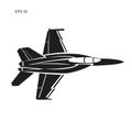 Jet fighter vector illustration. Military aircraft icon. Carrier-based aircraft. Royalty Free Stock Photo