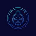 jet fuel icon with an airplane, linear design Royalty Free Stock Photo