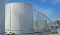 Jet fuel storage tank on location Melbourne airport, deluge in operation during exercise