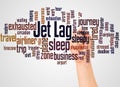 Jet Lag word cloud and hand with marker concept Royalty Free Stock Photo