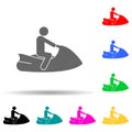 Jet, motorboat multi color style icon. Simple glyph, flat vector of water transportation icons for ui and ux, website or mobile Royalty Free Stock Photo