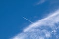 Plane, contrail and Cirrocumulus Clouds