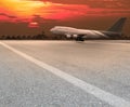 Jet plane landing on runway Royalty Free Stock Photo