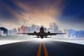 jet plane take off from urban airport runways use for air transportation and business cargo logistic industry