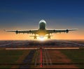 jet plane taking off from airport runway for traveling and logistic theme Royalty Free Stock Photo