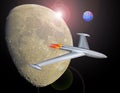 Jet rocket flight into space journey to mars galaxy aerospace fly mission Royalty Free Stock Photo