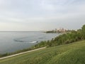 A jet ski circles near Edgewater Park - The Great Lakes - Cleveland, Ohio - USA Royalty Free Stock Photo