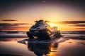 Jet ski on the coast at sunset. Royalty Free Stock Photo