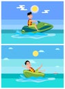 Jet Ski Collection of Summer Vector Illustration Royalty Free Stock Photo