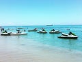 Jet ski - fun on beach of west bay beach Honduras Royalty Free Stock Photo