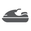 Jet ski glyph icon, transport and boat, water scooter sign, vector graphics, a solid pattern on a white background. Royalty Free Stock Photo