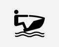 Jet Ski Icon Jetski Personal Boat Vessel Ride Riding Sports Vector Black White