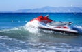 Jet Ski Moored inon on waves of sea Royalty Free Stock Photo