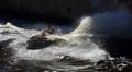 Jet ski is in motion along with the wave and spray Royalty Free Stock Photo