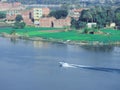 A jet ski moving fast at the river nile of airo
