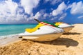 Jet ski for rent on the beach at Caribbean Sea Royalty Free Stock Photo