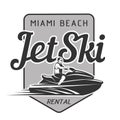 Jet Ski rental logo isolated on black background.