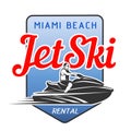 Jet Ski rental logo isolated on white background.