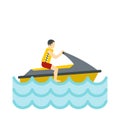 Jet ski rider icon, flat style Royalty Free Stock Photo