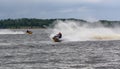 jet ski on the river in Latvia, water splashes, competitions on the river 3 Royalty Free Stock Photo