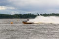 jet ski on the river in Latvia, water splashes, competitions on the river 1 Royalty Free Stock Photo