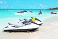 Jet ski`s in the caribbean sea on Aruba island Royalty Free Stock Photo