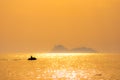 Jet ski silhouette at sunset, Matala. Crete, Greece Royalty Free Stock Photo