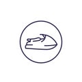 Jet ski vector line icon on white Royalty Free Stock Photo