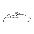 Jet ski vector outline icon. Vector illustration jetski on white background. Isolated outline illustration icon of jet