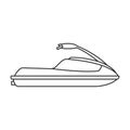 Jet ski vector outline icon. Vector illustration jetski on white background. Isolated outline illustration icon of jet