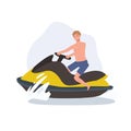 Jet Skiing Fun. Exciting Sea Adventure. Man on Jet Ski Royalty Free Stock Photo