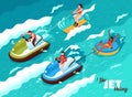 Jet Skiing Isometric Poster Royalty Free Stock Photo