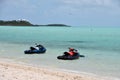 Jet skis at Long Bay Beach in Providenciales in the Turks and Caicos Islands