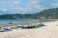 Jet skis water scooter, personal watercraft on the Patong beach in Phuket, Thailand