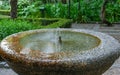 Jet stream of stone fountain drinking water