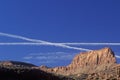 Jet Trails Over Southwest Utah Royalty Free Stock Photo