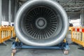 Jet turbine blade closeup, front view, nobody Royalty Free Stock Photo