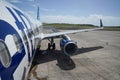 JetBlue plane on tarmac at Maurice Bishop International Airport in Grenada Royalty Free Stock Photo