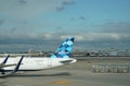 JetBlue  planes on tarmac at John F Kennedy International Airport in New York Royalty Free Stock Photo